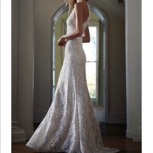 BHLDN Lace High Neck Wedding Dress 0